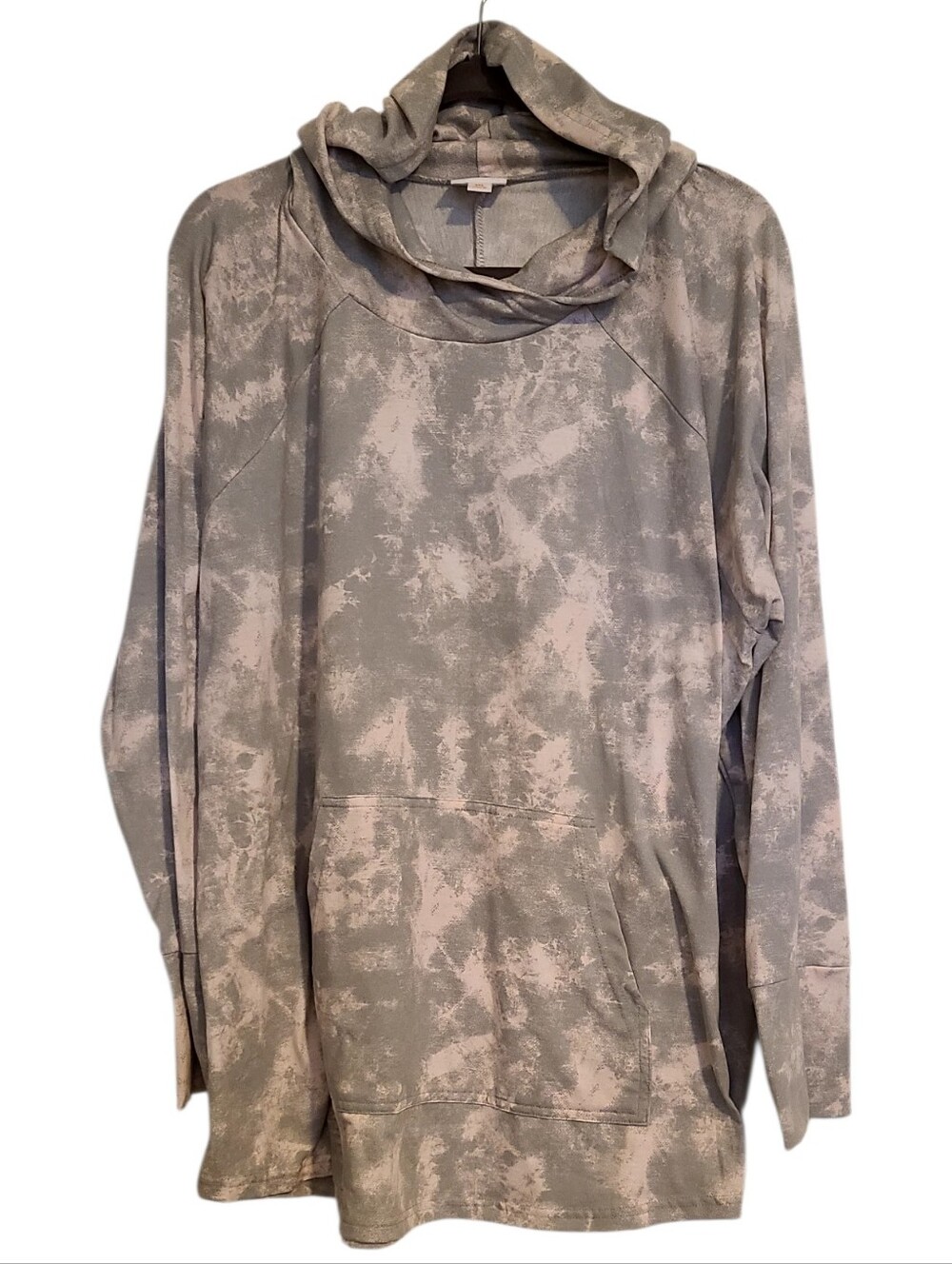 LLR Lularoe Amber Light Gray Blue Tie-Dye Hooded Pullover Sz 3XL NWOT